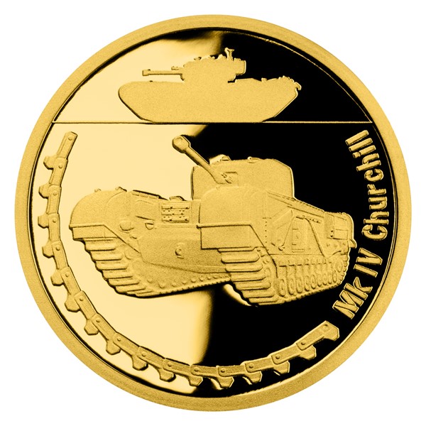 Zlatá mince Obrněná technika - Mk IV Churchill proof