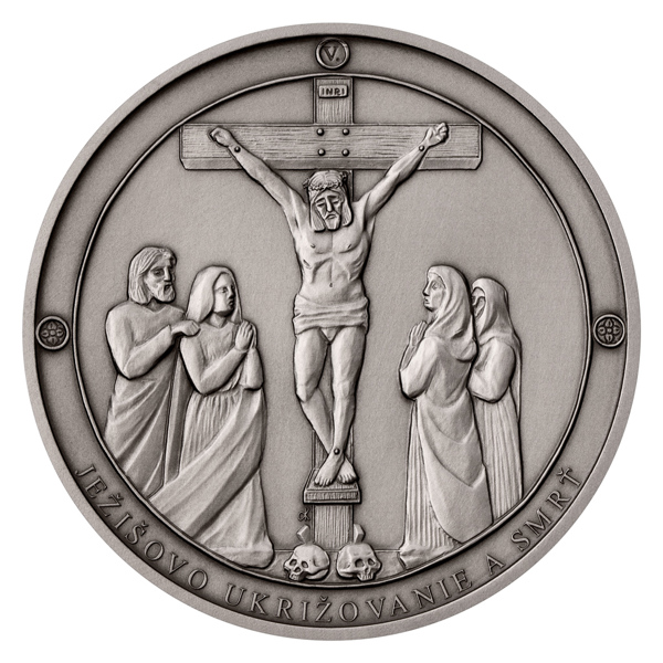 Stříbrná medaile Panna Marie Sedmibolestná - Ježíšovo ukřižování a smrt SK stand