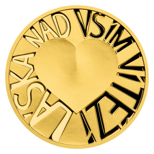 Zlatý dukát Latinské citáty - Omnia vincit amor - Nad vším vítězí láska proof