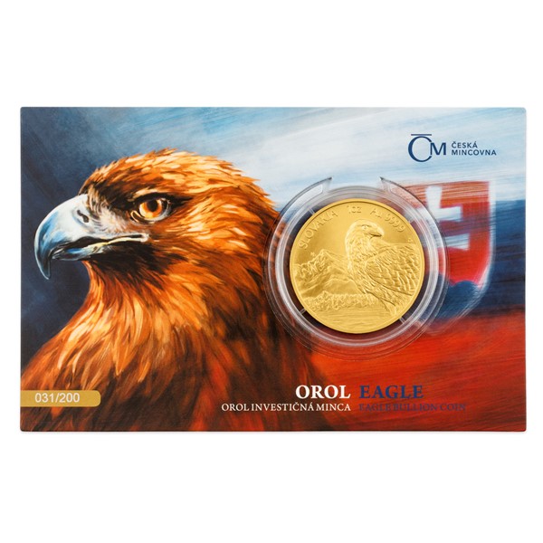 Zlatá uncová investiční mince Orel 2021 stand číslovaný
