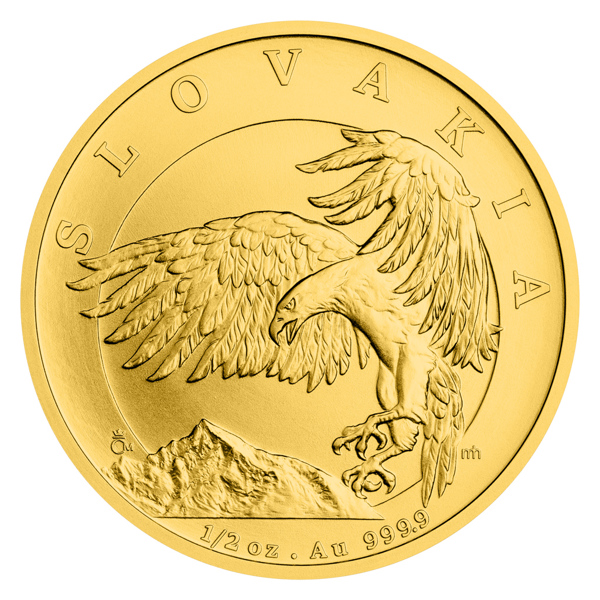 Zlatá 1/2oz investiční mince Orel 2024 stand
