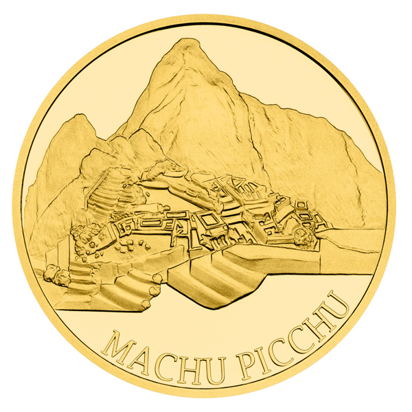 Zlatá mince Nových sedm divů světa - Machu Picchu proof