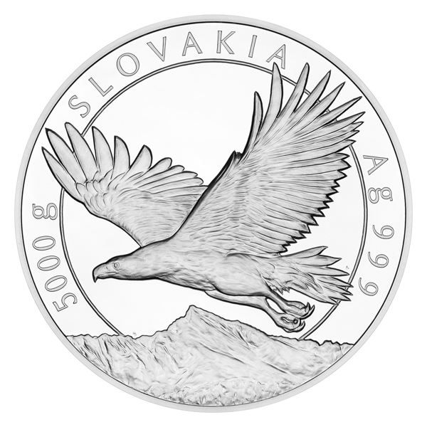 Stříbrná pětikilogramová investiční mince Orel 2023 lesk/mat