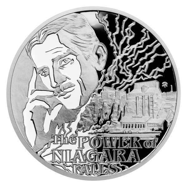 Stříbrná mince Nikola Tesla - Niagarské vodopády proof