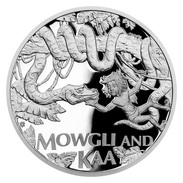 Stříbrná mince Kniha džunglí - Mauglí a had Ká proof