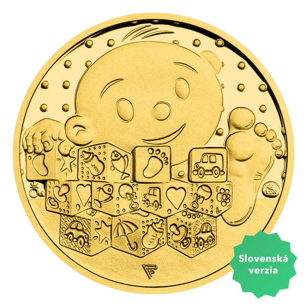 Slovenský zlatý dukát k narození dítěte 2024 s věnováním proof