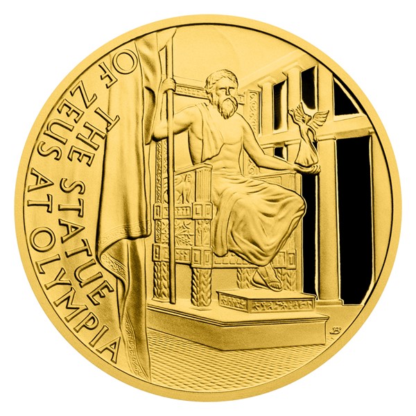 Zlatá mince Sedm divů starověkého světa - Feidiův Zeus v Olympii proof