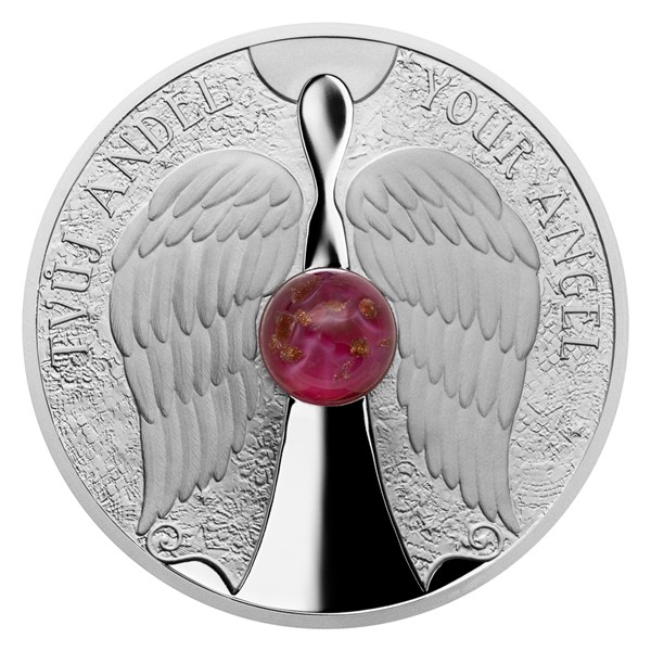 Stříbrná mince Crystal Coin - Anděl proof
