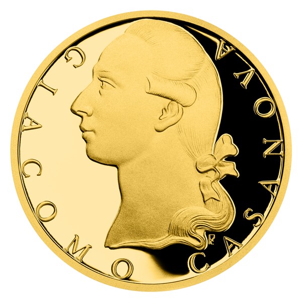 Zlatá půluncová mince G. Casanova proof