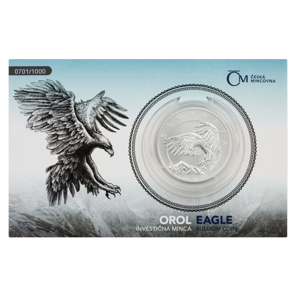 Stříbrná uncová investiční mince Orel 2024 stand číslovaný