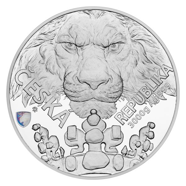 Stříbrná tříkilogramová investiční mince Český lev s hologramem 2023 proof