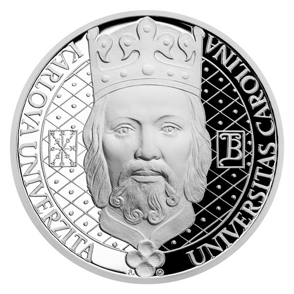 Stříbrná absolventská medaile - Karlova univerzita s věnováním proof