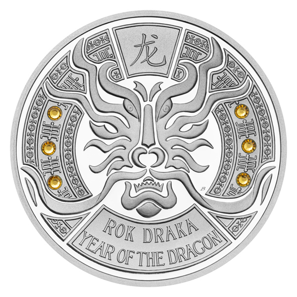 Stříbrná mince Crystal Coin - Rok draka proof