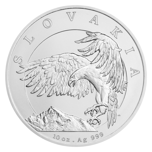 Stříbrná desetiuncová investiční mince Orel 2024 stand