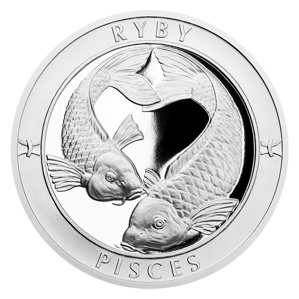 Stříbrná medaile Znamení zvěrokruhu s věnováním - Ryby proof