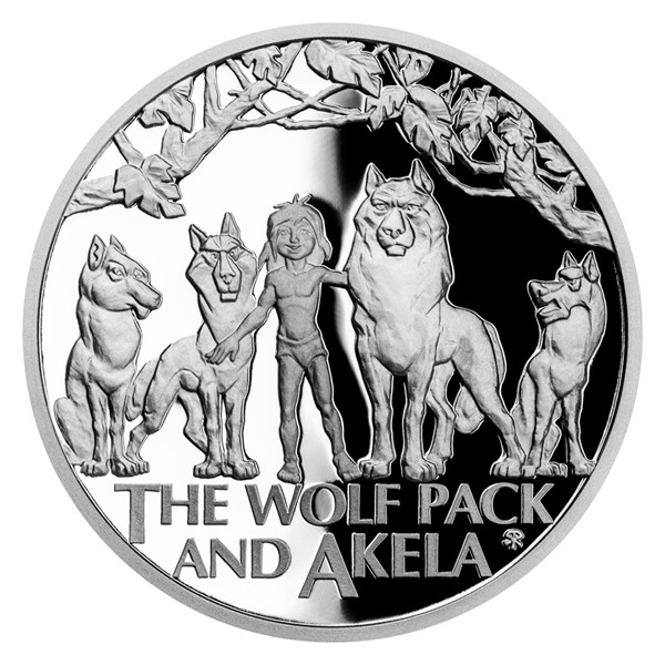 Stříbrná mince Kniha džunglí - Vlčí smečka s Akélou proof