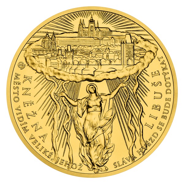Zlatá investiční mince Kněžna Libuše stand