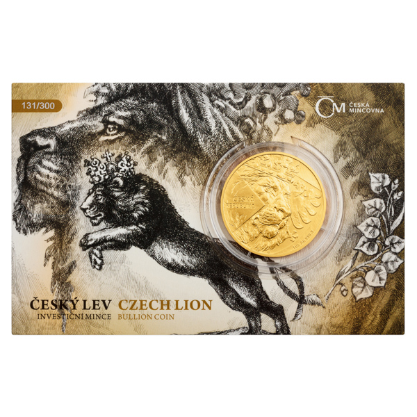 Zlatá uncová investiční mince Český lev 2024 stand číslovaný