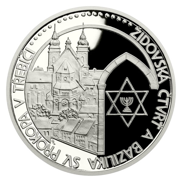 Platinová uncová mince UNESCO - Třebíč - židovská čtvrť a bazilika sv. Prokopa proof