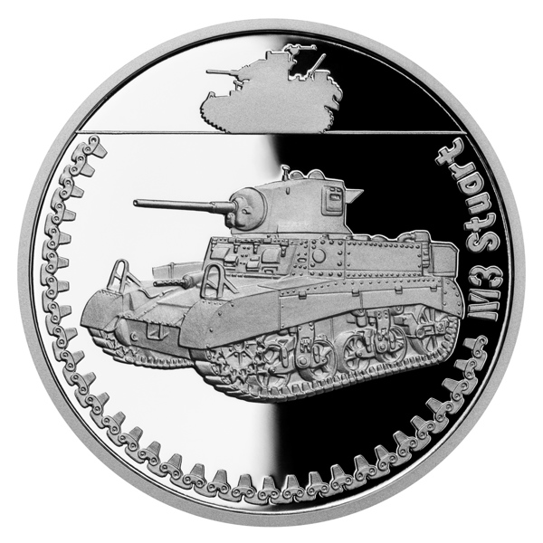 Stříbrná mince Obrněná technika - M3 Stuart proof