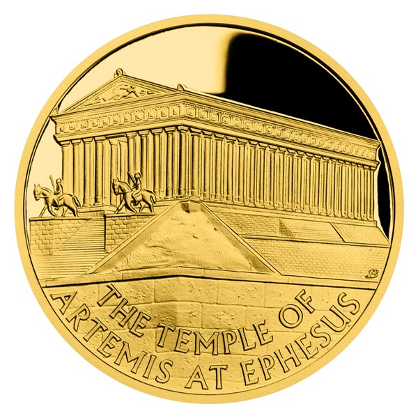 Zlatá mince Sedm divů starověkého světa - Artemidin chrám v Efesu proof