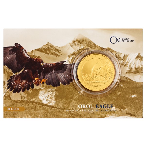 Zlatá uncová investiční mince Orel 2022 stand číslovaný