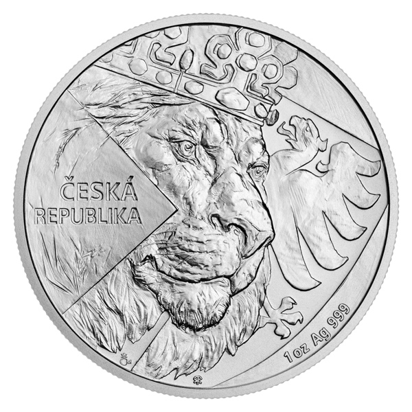 Stříbrná uncová investiční mince Český lev 2024 stand