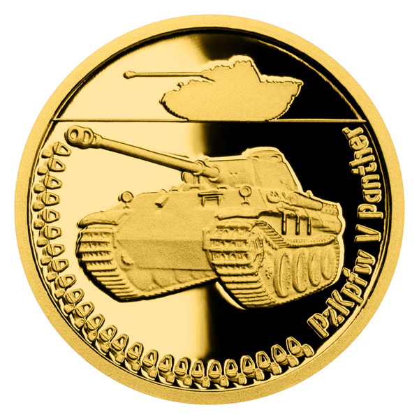 Zlatá mince Obrněná technika - PzKpfw V Panther proof