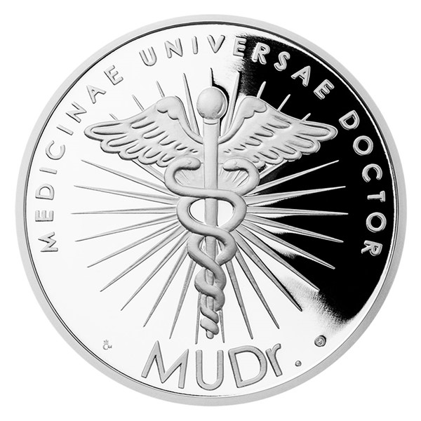 Stříbrná titulární medaile MUDr. s věnováním proof