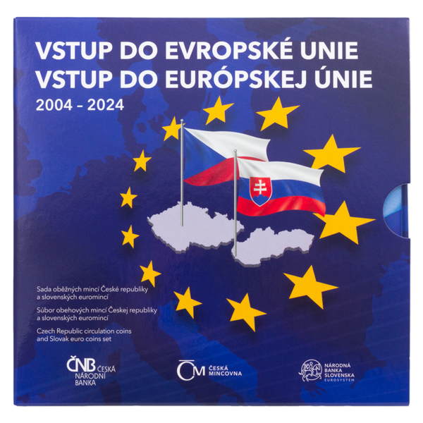 Sada oběžných mincí 2024 Vstup ČR a SR do Evropské unie stand