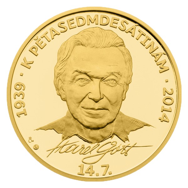 Zlatá půluncová medaile Karel Gott proof