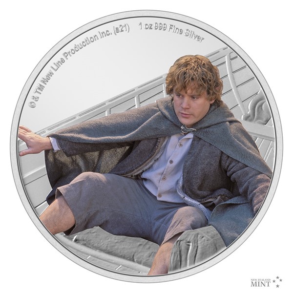 Stříbrná mince 1 Oz 2 NZD Pán prstenů 2021 Samvěd Křepelka proof