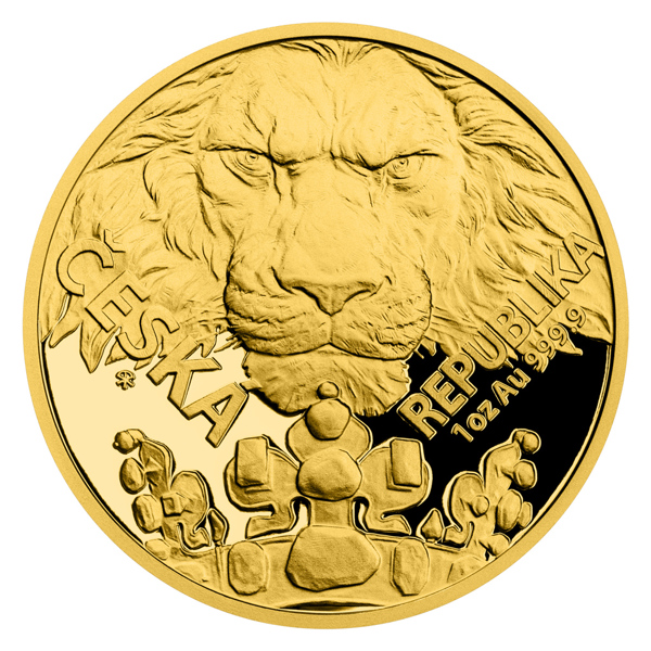 Zlatá uncová investiční mince Český lev 2023 proof