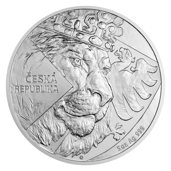 Stříbrná pětiuncová investiční mince Český lev 2024 stand