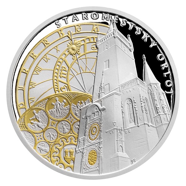 Stříbrná mince Staroměstský orloj proof