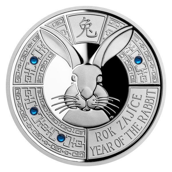Stříbrná mince Crystal Coin - Rok zajíce proof